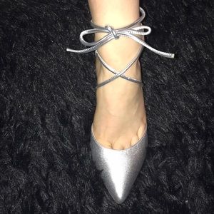 Silver Tie Up Heels